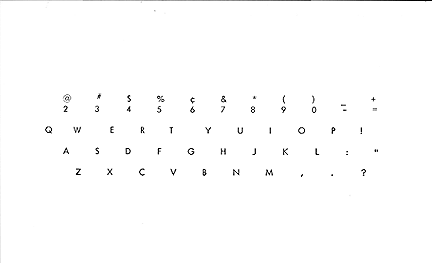 Michael Harvey, keyboard portrait, card from WHITE PAPERS conceptual art